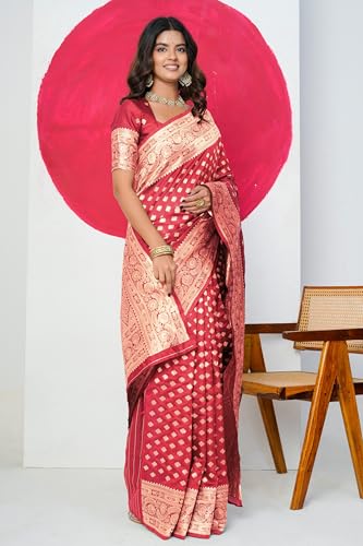 Image of Subham Saree for Woman Silk Cotton Kanjivaram | Soft Easy to Drape Daily Wear Sari with Blouse Fabric