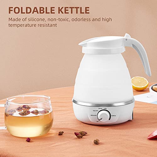 Moniss Chaleira Dobrável 0,6L Viagem Silicone Base de Aço Inoxidável Chaleira de Acampamento 5 Modos