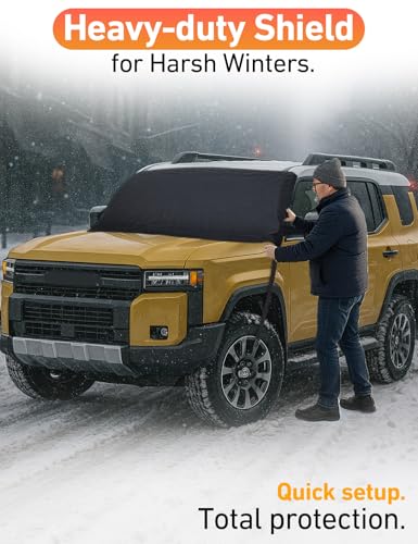 Image of EcoNour Car Snow Cover Compatible for Toyota Landcruiser | Windshield Cover for Ice and Snow with S-Hook Straps | Heavy-Duty 600D Oxford Winter Car Cover, Waterproof & Anti-Slip