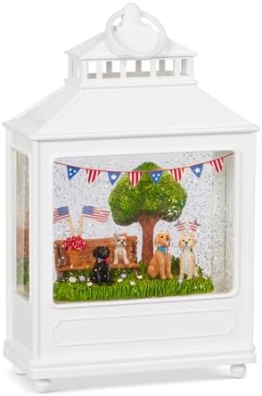 RAZ Imports Patriotic Pup Lighted Water White Lantern, 11-Inch, Plastic, Multicolor