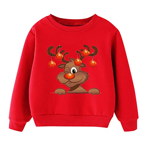 Kids Christmas Pullover Sweater Toddler Boys Girls Letter Long Sleeve Cute Cartoon Sweatshirt Tops Xmas Outfit