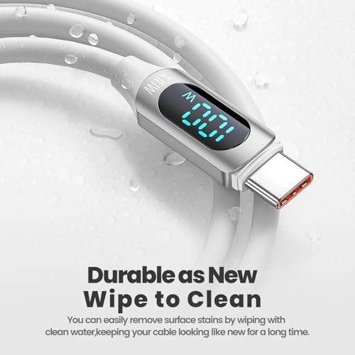 Image of iFAST Digital Display 100W Type-C to Type-C Fast Charging Data Cable | 480Mbps Data Transfer Speed | Compatible With MacBook, iPad, Galaxy, Pixel, Switch (1 Metre, Silicon, White)