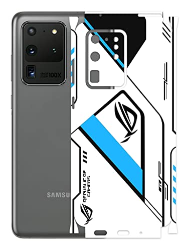 Image of AtOdds - Samsung Galaxy S20 Ultra Mobile Back Skin Rear Screen Guard Protector Film Wrap (Coverage - Back+Camera+Sides) (Rog Blue)