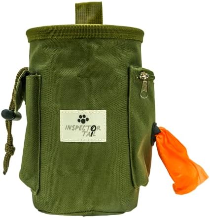 INSPECTOR TAIL Dog Treat Bag with Quick Access to Snacks Toys & Built-in Poop Bag Dispenser/Convenient to Use with 3 Ways to Wear for Training Traveling & Walking