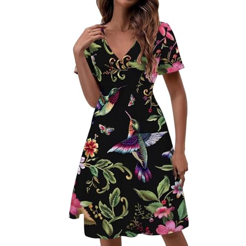 Image of Women's Summer Formal Dresses Short Sleeve Wrap V Neck Dresses Bridesmaid Wedding Guest Dress with Pockets