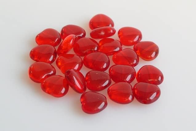 30pcs Heart Beads 8 x 8 mm, Ruby Red (90080), Bohemia Crystal Glass, Czechia 11179001