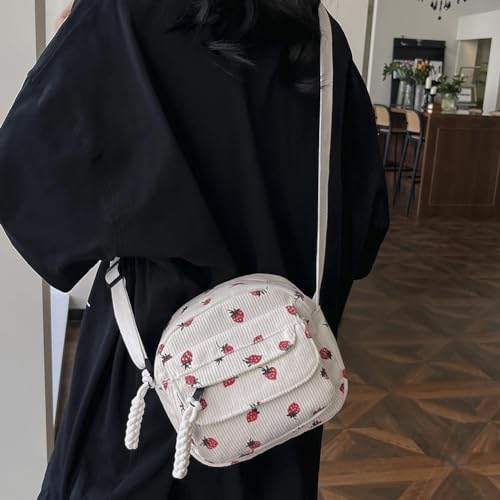 Cute Crossbody Bag for Women Small Corduroy Purse Trendy Crossbody Bag Strawberry Purse Shoulder Handbags2