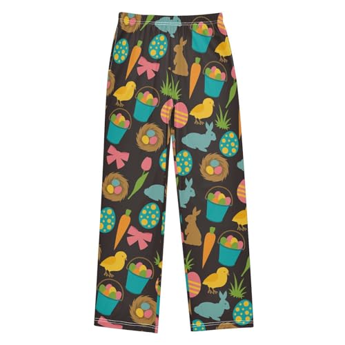 ZZXXB Colorful Bunny Eggs Boys Long Pants Soft Trousers Elastic Waist Kids Lounge Bottoms with Pockets S-XL