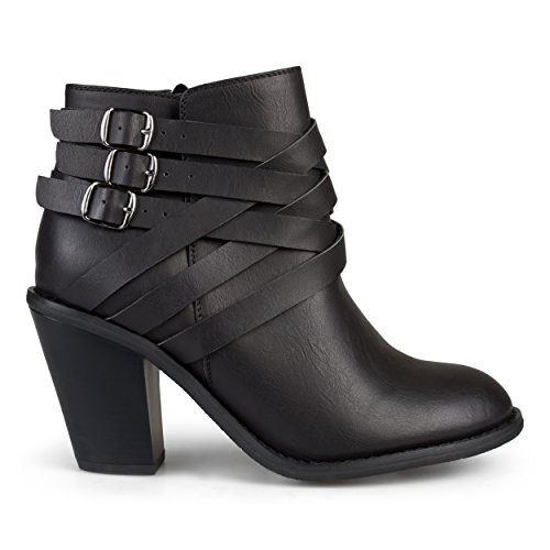 Brinley Co. Womens Ankle Multi Strap Boots Black, 8 Wide Width US - Main Image
