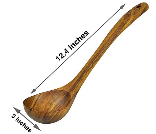 Cucharón de Cocina – Cuchara de Madera para Servir y Cocinar. Menaje de Cocina Sostenible - Utensilios de Cocina de Madera: Eco & Sin Tóxicos. Cuchara Larga de 31 cm para Sopas y Potajes con Gancho