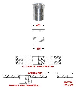 TSK2520 1/4-20 Steel Flush NUT with KNURLS Under Head, Clear CAD Finish (Pack of 25)