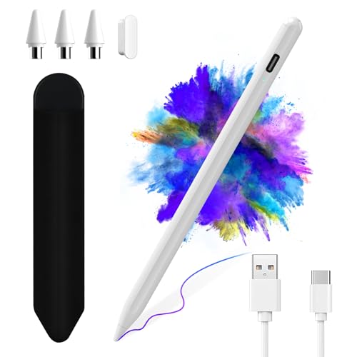 Stylus Pen for Android Tablets Phones Stylus Pencil for Samsung iPhone, Active Universal Pens fors iOS/Android Most Tablets, High Precision Digital Pen fors Touch Screen Writing White
