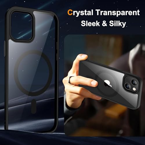 Image of Magnetic for iPhone 13 Case 6.1 inch, [Compatible with Mag-Safe][2 Pcs Screen Protectors][15 FT Drop Protection], Transparent Back Shockproof Protective Phone Case for iPhone 13 Cover, Black