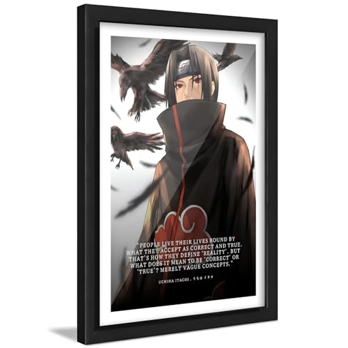 Image of ArtLyft Demon Slayer Anime Wall Frame A4 | Rengoku Quote Poster Frame | Motivational tanjiro - renguko Wall Art | Otaku Room Decor | Anim Lover Gift (Uchiha Itachi)