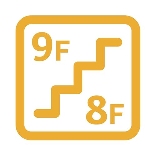 階段 8F 9F 8階 9階 案内 上り 下り シール ステッカー カッティングステッカー シンプル 組み合わせ 看板 DIY オフィス 店舗 施設 賃貸 ドア 扉 入口 床 壁 フロア ガラス 窓 光沢タイプ・防水 耐水・屋外耐候3〜4年 (【反転】黄,