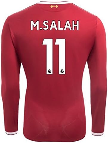 Liverpool #11 Mohamed Salah Home Men Soccer Jersey Long Sleeve 2017-2018 Red Size S