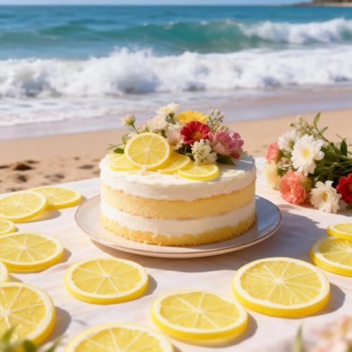 20 Stück Künstliche Zitronenscheiben für Zitronendeko,Zitronen Kostüm Accessoires & ZitronenGirlande, Ideal für Zitronen Deko Geburtstag, Party, Fotografie Requisiten und Küche Tischdekoration
