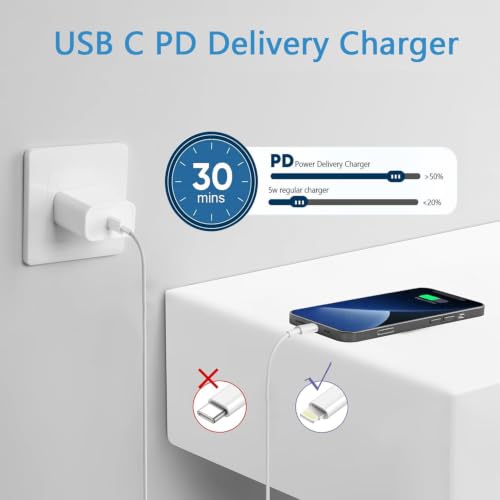 Image of for iPhone Charger Fast Charging, 3Pack USB C Charger Block with Cable Cord | USB C to Lightning Type C Fast Charging Block Compatible with iPhone 14 Pro Max /14 Plus /13 /13 Mini /12 /11 /XS Max /XR /X /8 /7 /SE