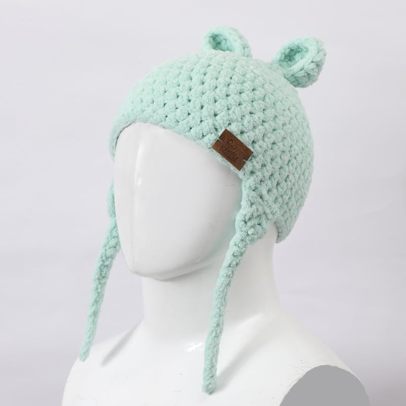 Image of Handmade Knitted Self Design Woolen Beanie Cap for Kids - White & Red 6-12 M | Winter Cap for Baby | FUNCAP56-6-12 M