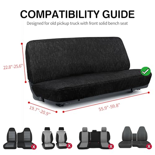 Image of Leader Accessories Bench Seat Cover for Full Size Pickup Trucks, Black | Solid Bench Seat Cover for Pickup SUVs, Heavy-Duty Woven Fabric Protect Dirt, Stains, Universal Fits Ford, Chevrolet, Dodge