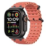 MoKo Correa Ocean Compatible con Apple Watch Ultra 3/2/1 49 mm, S11/S10 46 mm, 9/8/7 45 mm, SE3/SE2/SE/6/5/4 44 mm, 3/2/1 42 mm, Correa Deportiva de Silicona Transpirable, Negro/Rosa Alpino