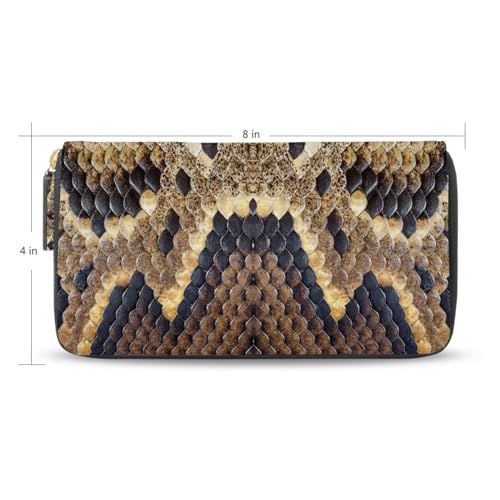 Snake Skin Leather Long Wallet Organizer with Zipper Purse Clutch Bag for Women Men Key Card Coin Passport Checkbook 8 x 4 inch2