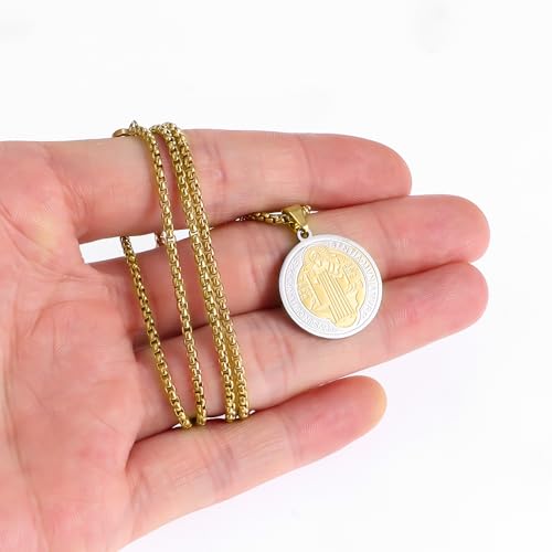 St Saint Benedict Medal Necklace, Stainless Steel Exorcism Medal Ward Off Evil Protection Jewelry Christian Gifts Catholic Gifts4