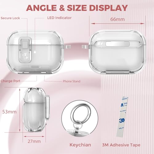 Image of Compatible with Airpods 4 Case Clear with Lock Phone Stand, Soft TPU Magnetic Automatic Lock Apple AirPods 4th Generation Protective Cover Skin Women Men + Cleaning Kit for iPod 4 2024 Case Clear