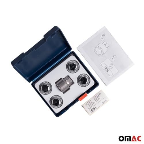 OMAC Wheel Lock Kit for Lincoln Navigator 2010-2014 M14X2 Nut Chromed 4Locks & 1Key