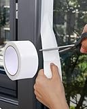 Windproof Adhesive Sealing Tape, 1.97″ x 32.8FT Waterproof Weatherproof Sealant Strip, No Residue Draft Blocker for Doors, Windows, and Outdoor Use-White