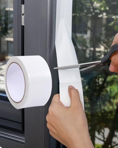 Windproof Adhesive Sealing Tape, 1.97" x 32.8FT Waterproof Weatherproof Sealant Strip, No Residue Draft Blocker for Doors, Windows, and Outdoor Use-White