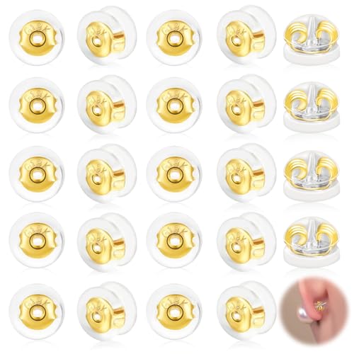 24 Pièces Fermoirs Boucles d'Oreilles en Silicone Verrouillage, Attache Boucles d'Oreilles Sécurisés de Remplacement Hypoallergénique pour Boucles...