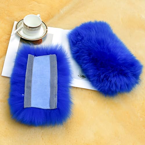 Image of 2 Pack Sheepskin Car Seat Belt Cover Pads | Long Wool Seatbelt Cushions