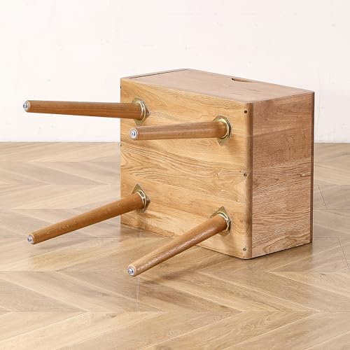 Image of Night Stand, Mid Century Modern Solid Oak Wood Nightstand with Drawers, Small Bedside Table Sturdy & Durable Easy Assembly 19.68 inch L x 15.74 inch W x 23.63 inch H (Natural)
