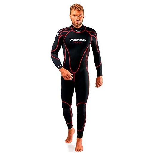 Cressi Men's Maya Man Monopiece Wetsuit 2.5mm Einteiliger Neoprenanzug Herren für alle Wassersportarten, Schwarz/Rot, M/3