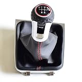 Schaltsack Schaltmanschette Schaltknauf FüR Golf 7 A7 MK7 GTI GTD 2013-2018, 5/6 Gang Staub Rahmen Abdeckung Schwarz Leder NäHte Ersatz