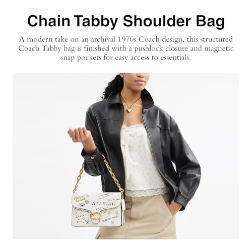 Coach Chain Tabby Shoulder Bag with Sketch Print, LH/Chalk Multi2