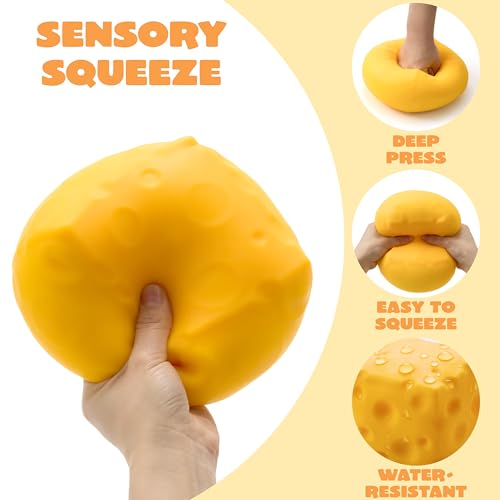 JOYIN Jumbo Cheese Stress Relief Toy, Squeeze Cheese Squishy Toy, Slow Rising Sensory Toy, Soft Squeeze Decompression Dough Gift for Adults, Girls, and Boys by JOYIN - Used condition - Image 3