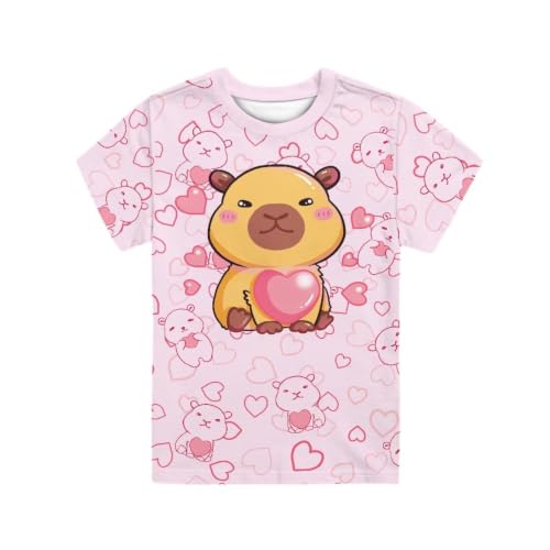 Image of Novelty 3D Graphic T Shirts for Kids Crew Neck Funny Animal Print Short Sleeve Girls Tshirts 3-16 Years