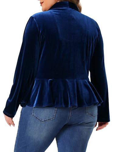 Agnes Orinda Plus Size Blazers for Women Ruffle Work Office Cardigan Suit Jacket Velvet Peplum Blazers4