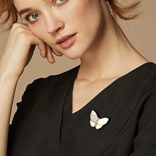Image of GBAHFY Butterfly Pearl Brooch Gold Elegant Bridal Vintage Style Pins Wedding Banquet Anniversary Brooch for Women
