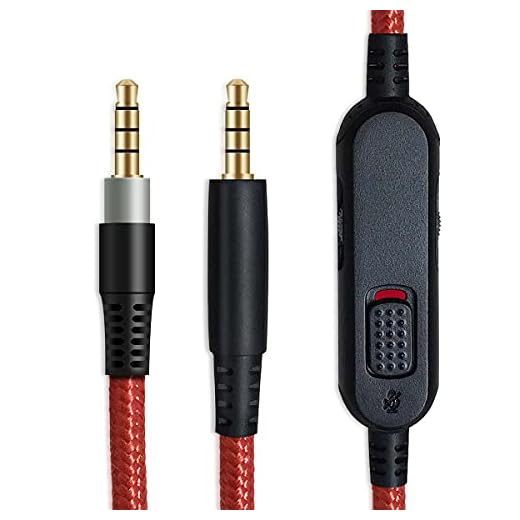 MJKOR Cabo auxiliar de áudio de substituição compatível com HyperX Cloud Mix e Cloud Alpha Gaming Headset, mudo integrado e controle de volume (sem microfone embutido, vermelho)