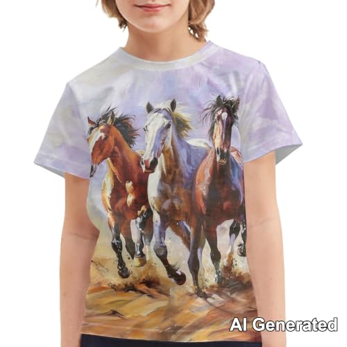 Image of Xhuibop Kids Tshirts Girls Boys 3-16 Years Summer Clothes for Teens Loose Fitting Tops