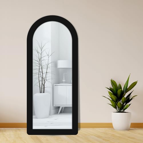 Image of Creative Arts n Frames 18x42 inch Long Wooden Irregular Curve Zigzag Shape Wall Hanging Wall Mount Full Length HD Mirror Home Decor Items (Classic Black Arch 18x42 inch Mirror)