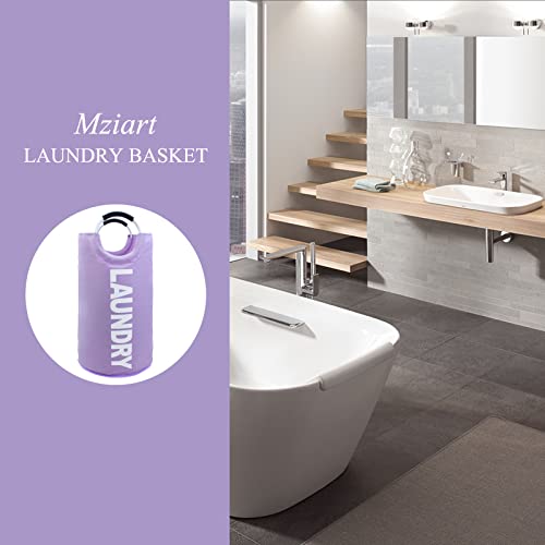 Mziart 82L Large Collapsible Laundry Basket With Padded Handles, Heavy Duty Oxford Fabric Laundry Hamper Tall Laundry Bag Foldable Laundry Bin Storage Organizer For Nursery Bedroom College Dorm-Purple #TOP2