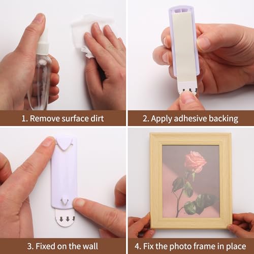Image of 18Pcs Hooks Picture Hanging, Picture Hangers for Sawtooth /Wire Back Frames with Adhesive Backing, 18 Large Removable Adhesive Strips, No Nails Picture Hooks