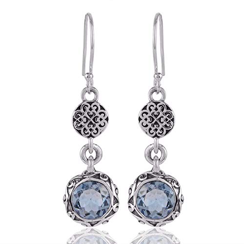 925 Sterling Silber blauer Topas Vintage Ohrringe Muttertagsgeschenk