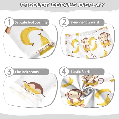 ZZKKO Girls Leggings Cute Monkey Banana Toddler Girls Clothes Toddler Comfortable Bottoms Girl Leggings 3T-10Y3