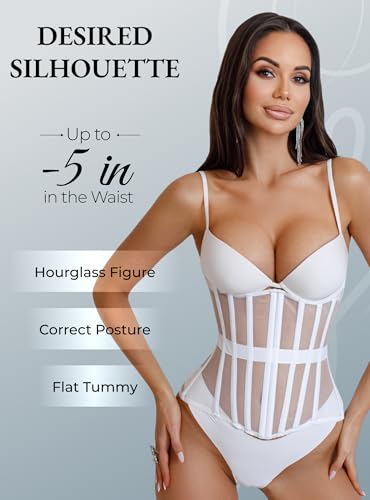 Image of Mesh Corset Waist Trainer for Women - Underbust Corset Lace Up - Waist Cincher Shapewear - Body Shaper