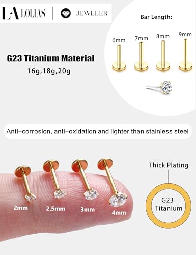 image for LOLIAS Flat Back Earrings Stud G23 Titanium Threadless Piercing Kit - 